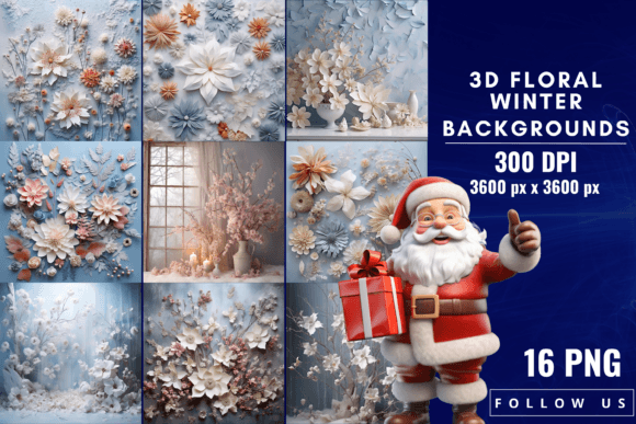 3D Floral Winter Wonderland Backgrounds