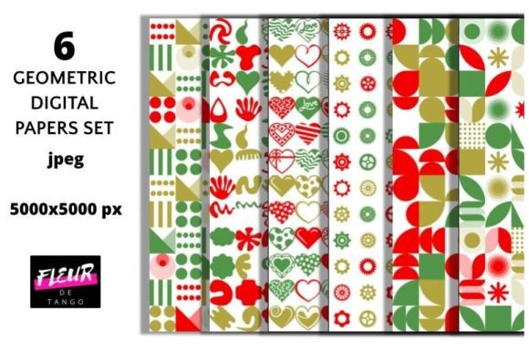 6 Christmas Colors Geometric Patterns 3