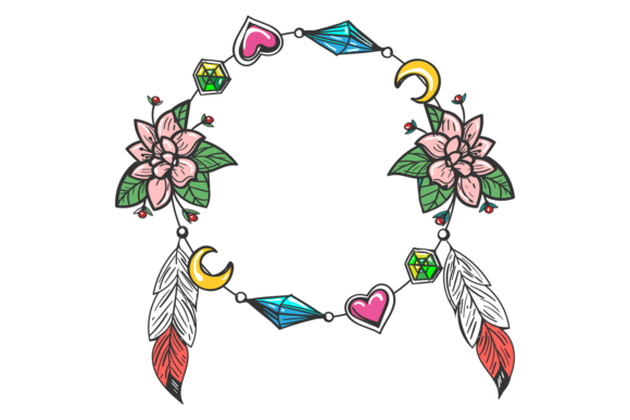 Boho Wreath Doodle Frame: Color Decorati