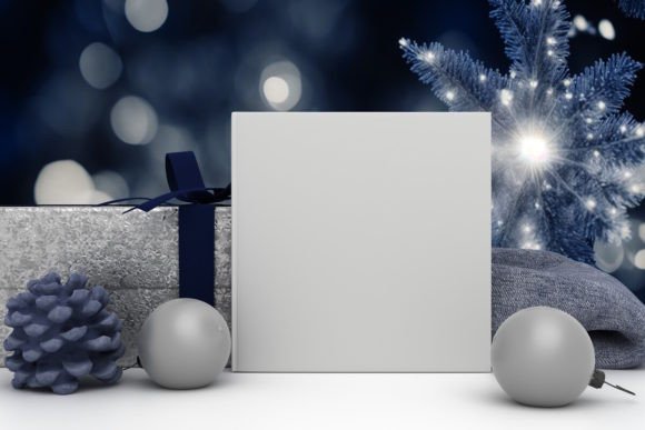 Book Mockup with Christmas Background