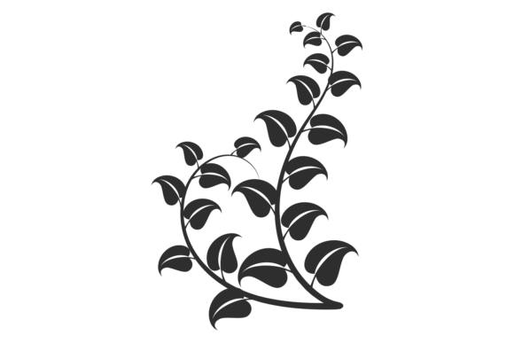 Botanical Branch. Black Stylized Foliage: A Strategic Design Element for Modern Creativity