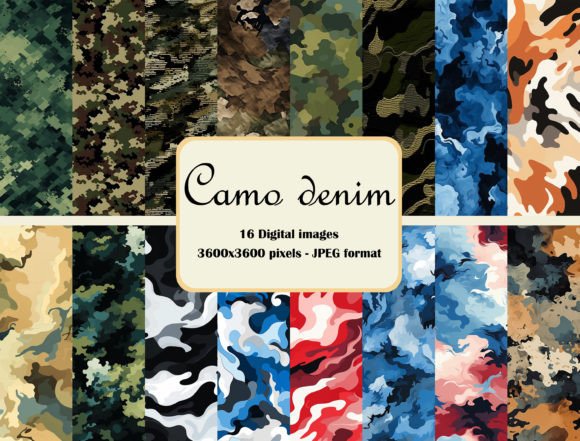 Camo Denim Digital Paper Pattern
