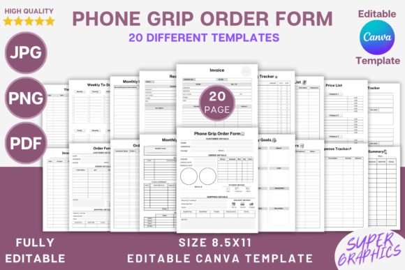Editable Phone Grip Order Form - Canva: A Strategic Tool for Business Efficiency