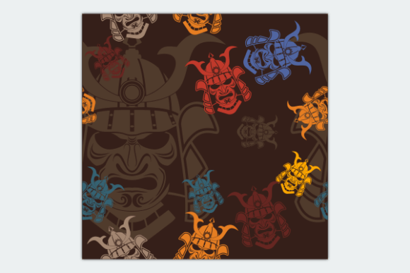 Flat Samurai Mask Dark Seamless Pattern for Creative and Commercial Use