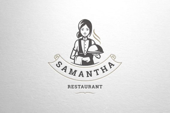 Friendly Waitress Restaurant Logo