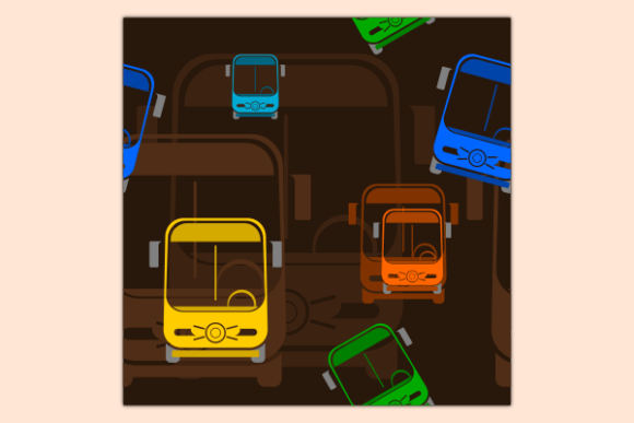 Front Colorful Bus Dark Seamless Pattern