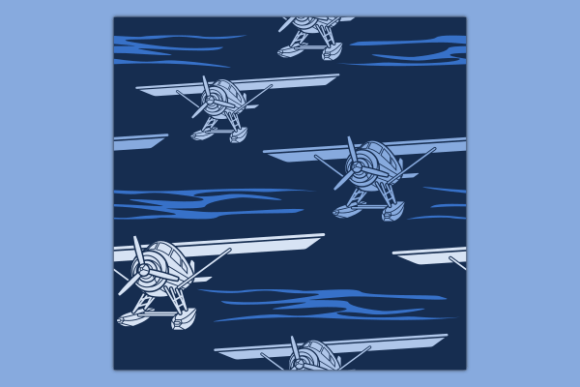 Front Oblique Pontoon Plane Dark Pattern for Creative and Practical Use