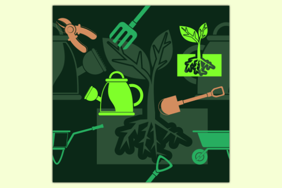 Gardening Icons Dark Seamless Pattern: A Versatile Design Resource