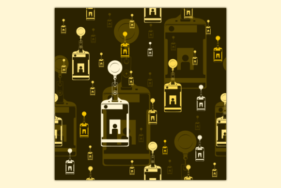 ID Card Holder Dark Seamless Pattern