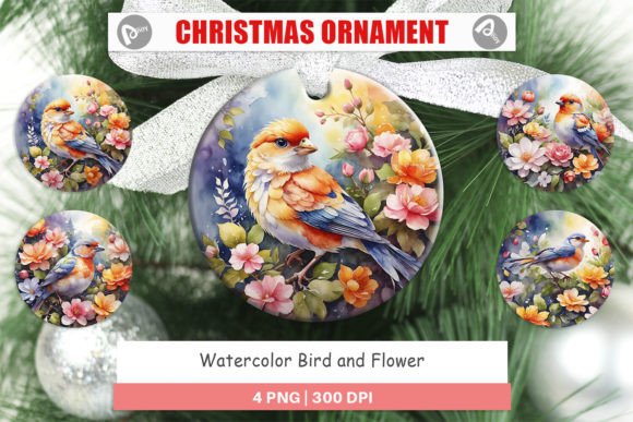 Ornament Watercolor Bird Flower