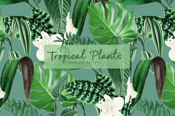 Tropical Plants and Decorative Botanical Seamless Pattern