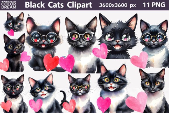 Valentine Black Cats Clipart: A Creative Resource for Designers and Crafters
