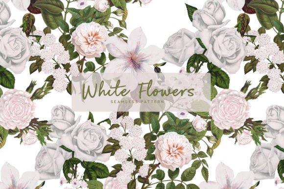 White Flowers and Decorative Botanical Seamless Pattern: A Versatile Design for Creative Projects